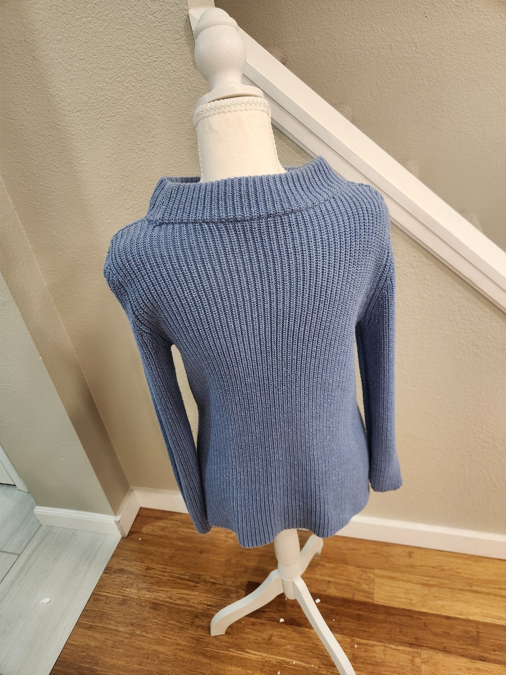 Talbots Light Blue Ribbed Cowl-Neck Sweater - Picture 6 of 6